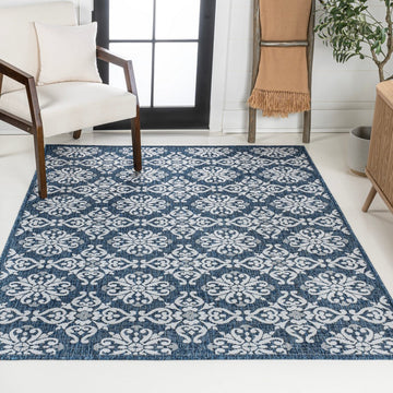 Amora Traditional Mediterranean Tile Design Indoor/Outdoor Area Rug